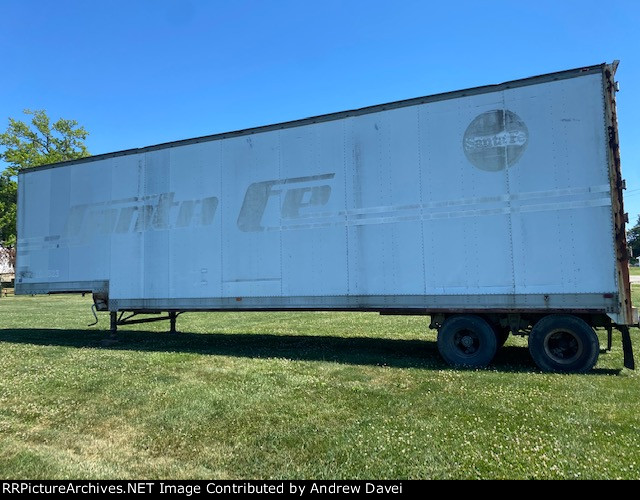 An old Santa Fe Trailer still in use for Mckginnis Amusements